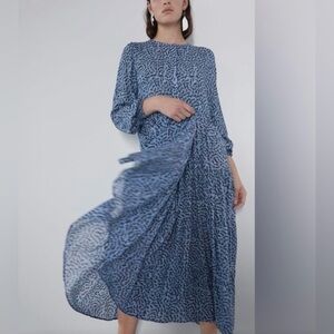 Zara Angel tiered midi dress 3/4 sleeve prairie, cottagecore flowy comfy medium